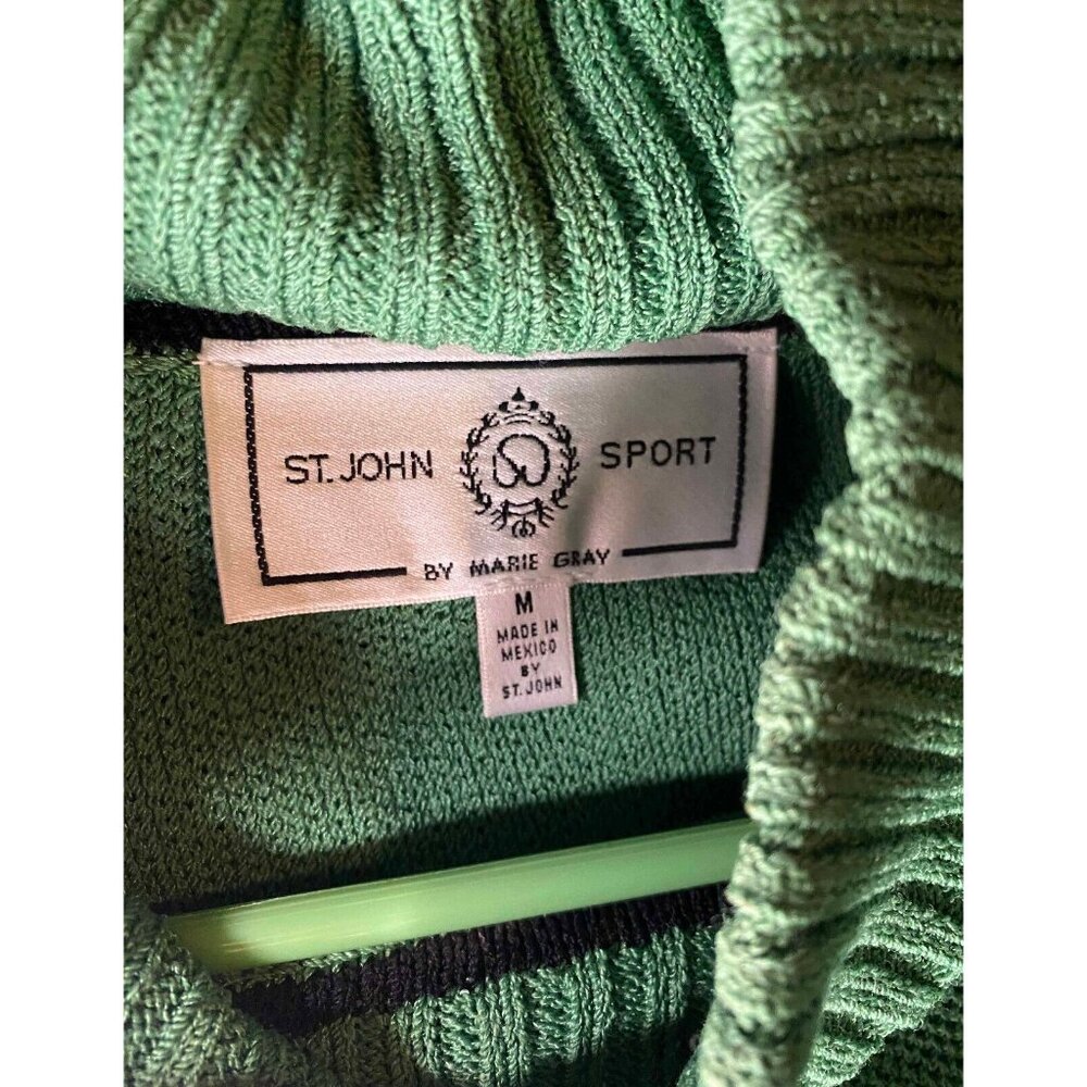 Vtg St John Sport Sweater Marie Gray Green Womens M Turtleneck - Picture 4 of 7
